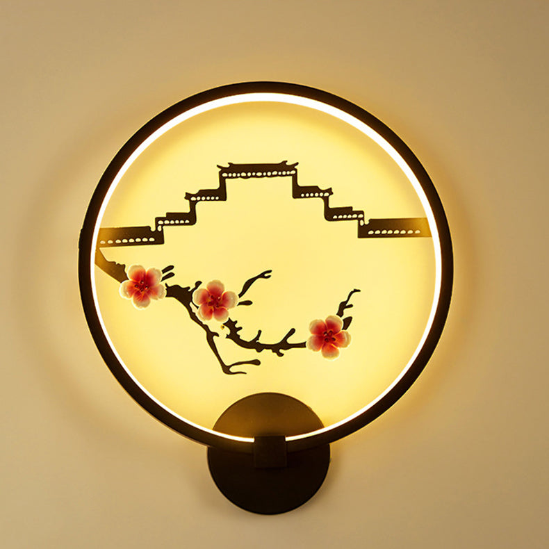 Chinese Lotus Leaf Aluminum Acrylic LED Wall Sconce Lamp