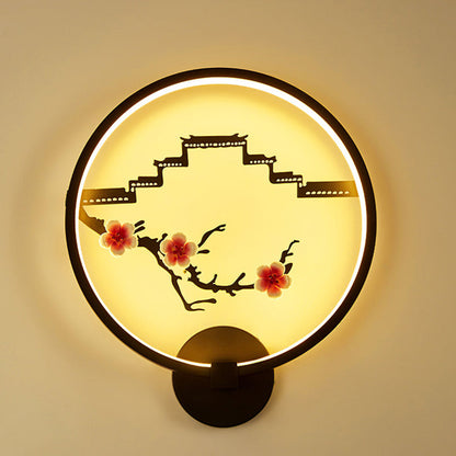 Chinese Lotus Leaf Aluminum Acrylic LED Wall Sconce Lamp
