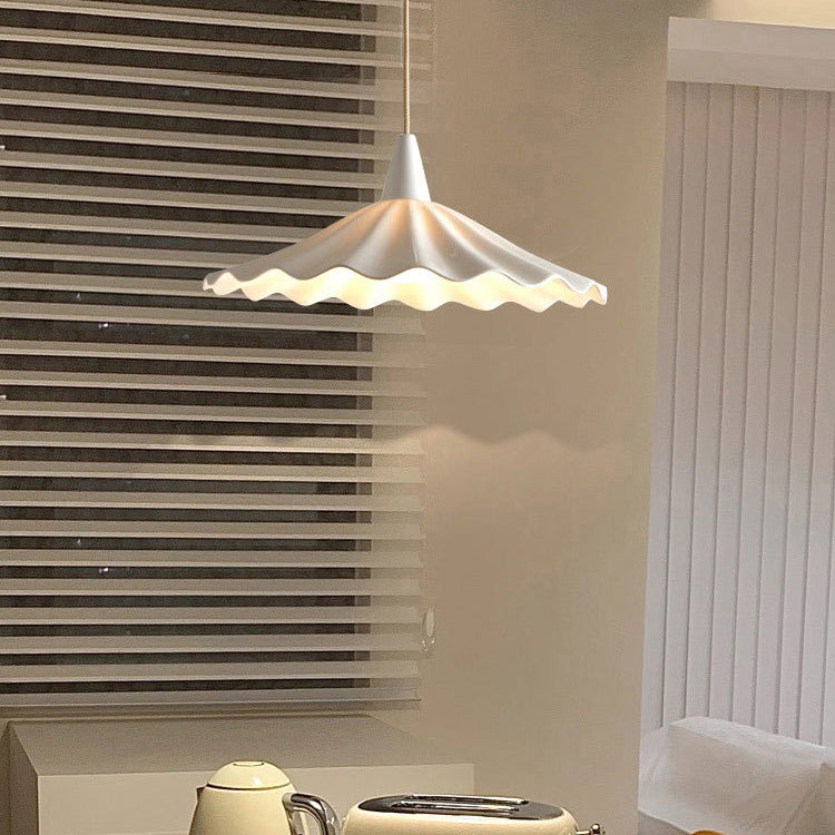 Minimalist Round Pleated Ceramic 1-Light Pendant Light