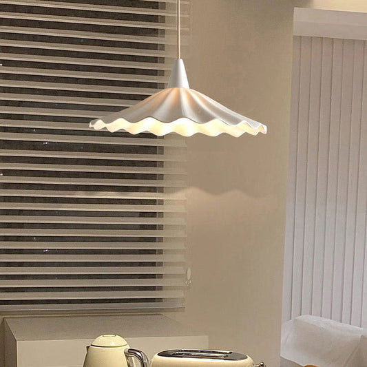 Minimalist Round Pleated Ceramic 1-Light Pendant Light