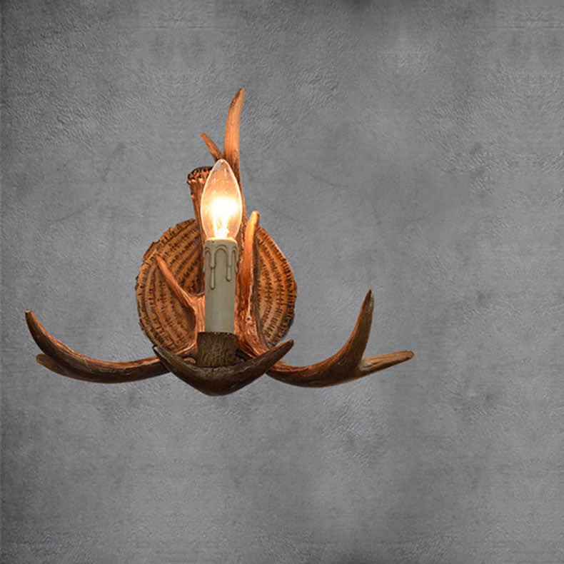 Traditional European Antler Resin 1-Light Wall Sconce Lamp