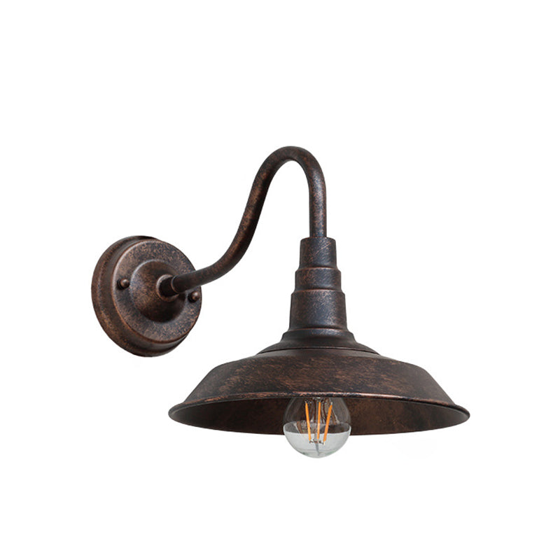 Traditional Iron Round Shade 1-Light Wall Sconce Lamp