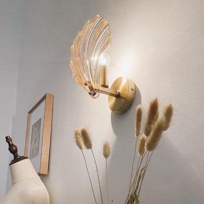 Creative Shell All Copper Glass 1-Light Wall Sconce Lamp