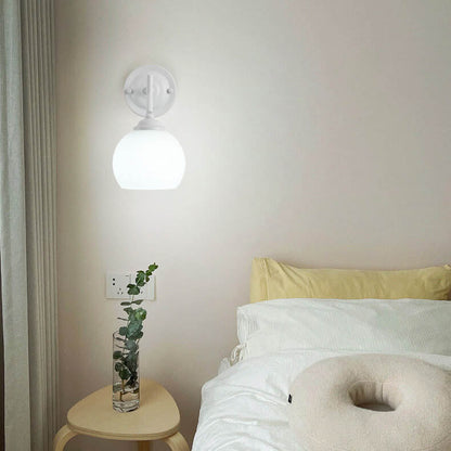 Modern Art Deco Round Glass Metal 1-Light Wall Sconce Lamp