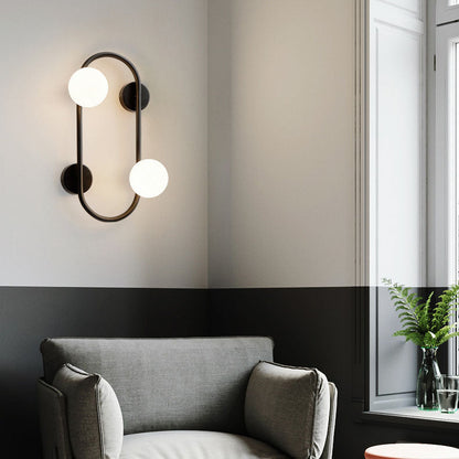 Nordic Iron Glass Ball Oval Ring 2-Light Wall Sconce Lamp
