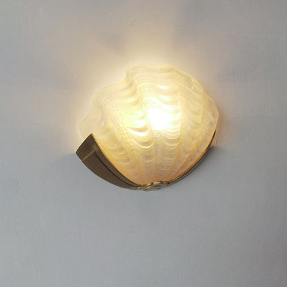 Modern Art Deco Shell Brass Glass 1-Light Wall Sconce Lamp