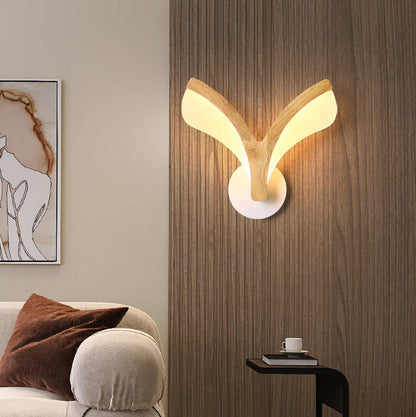 Japanese Curved Wood Acrylic LED Wall Sconce Lamp