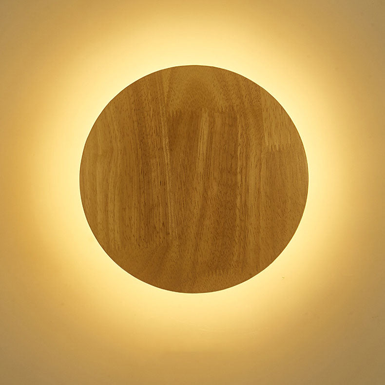 Minimalist Round Irregular Oval Wood LED Wall Sconce Lamp