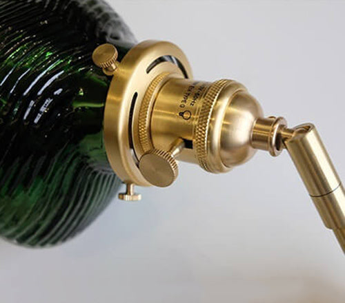 Emerald Glass Brass Straight Arm 1-Light Wall Sconce Lamp