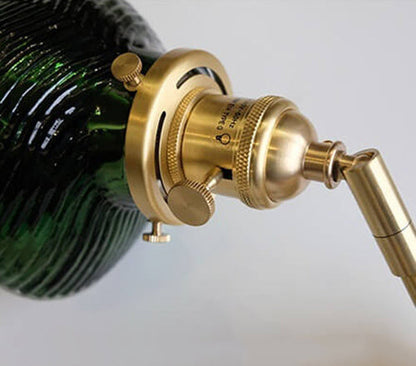 Emerald Glass Brass Straight Arm 1-Light Wall Sconce Lamp