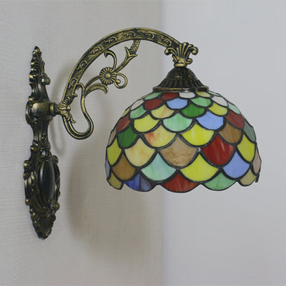 Tiffany Stained Glass Alloy Dome 1-Light Wall Sconce Lamp