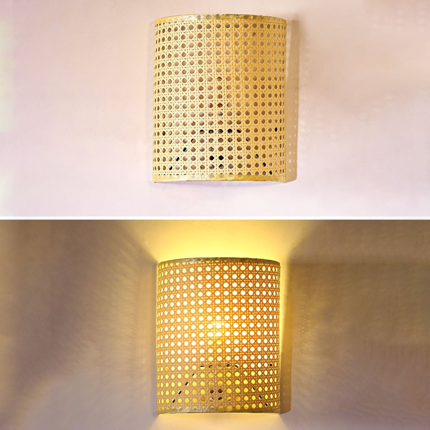 Japanese Rattan Semi-Cylinder 1-Light Wall Sconce Lamp