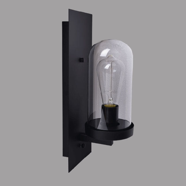 Rectangular Glass Iron Plate 1-Light Wall Sconce Lamp