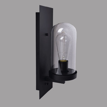 Rectangular Glass Iron Plate 1-Light Wall Sconce Lamp