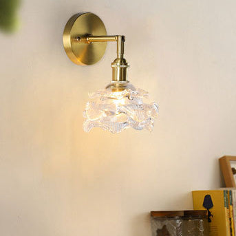 French Cylinder Ball Copper Glass 1-Light Wall Sconce Lamp