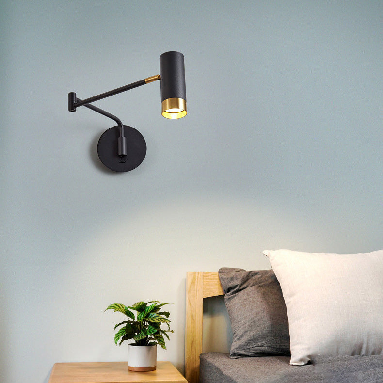 Cylinder Telescopic Swing Arm Iron 1-Light Wall Sconce Lamp