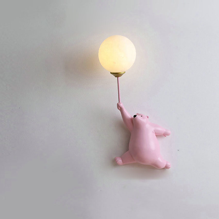Creative Bear Resin Glass 1-Light Wall Sconce Lamp
