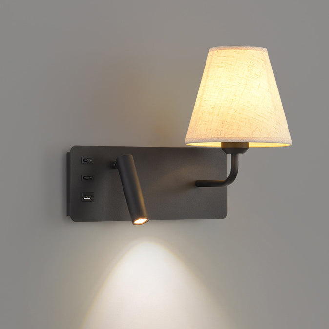 Simplicity Aluminum Fabric Cone 1-Light Wall Sconce Lamp