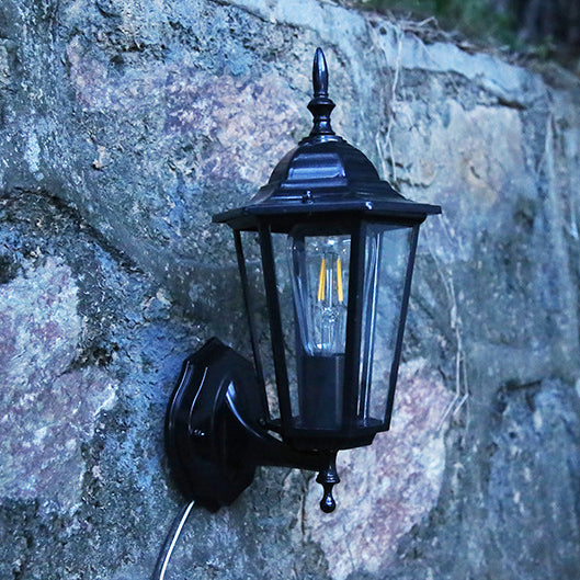 Hexagonal Frosted Glass 1-Light Outdoor Wall Sconce Lamp