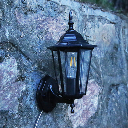Hexagonal Frosted Glass 1-Light Outdoor Wall Sconce Lamp