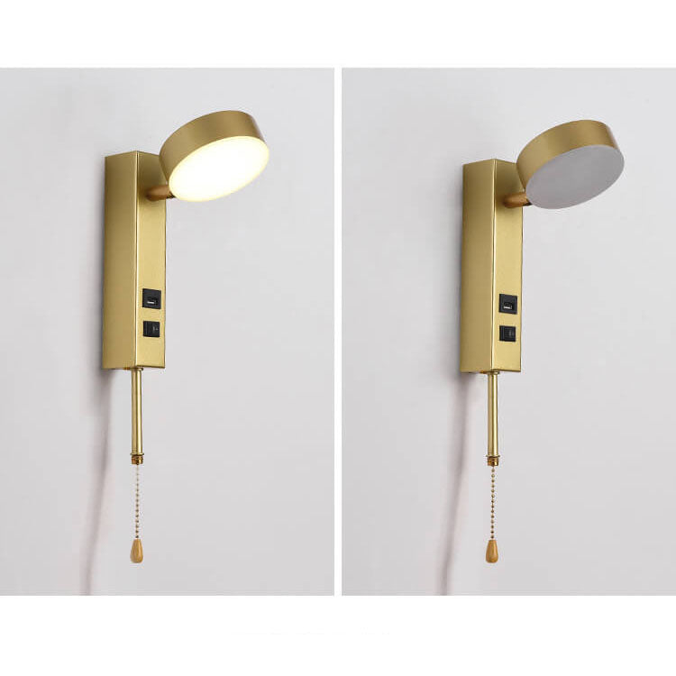 Minimalist Round Rectangular Base USB LED Wall Sconce Lamp