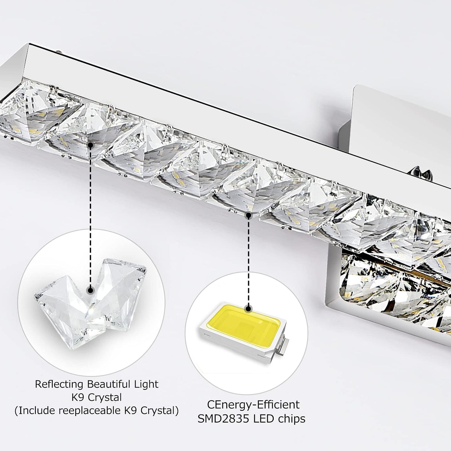 Strip Steel Crystal LED Wall Sconce Lamp Vanity Light