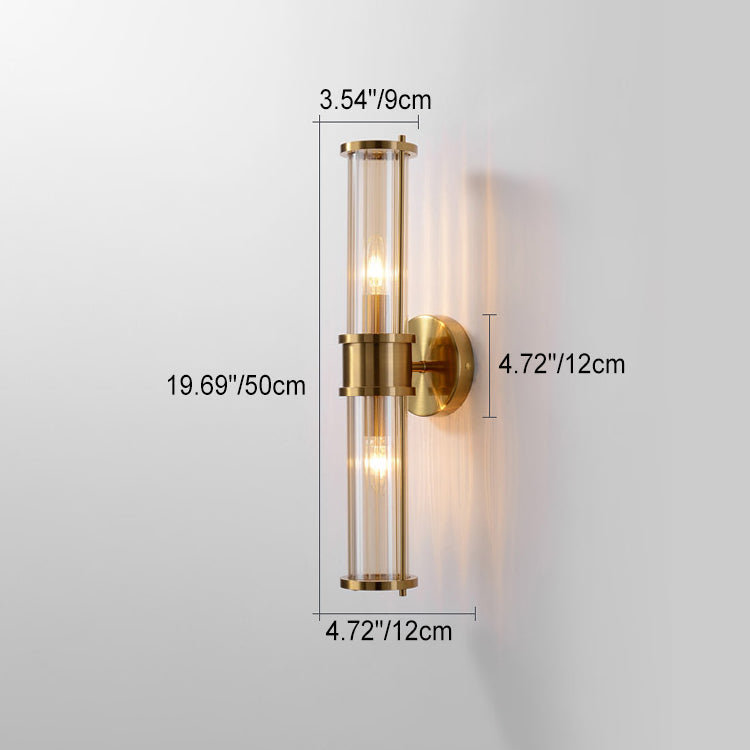Cylindrical Iron Glass 1/2 Light Wall Sconce Lamp
