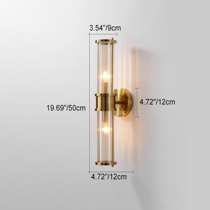 Cylindrical Iron Glass 1/2 Light Wall Sconce Lamp