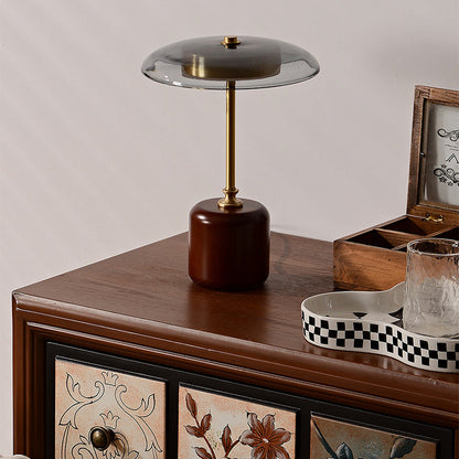 Contemporary Brass Wood Table Lamp