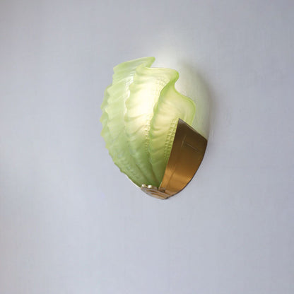 Modern Art Deco Shell Brass Glass 1-Light Wall Sconce Lamp