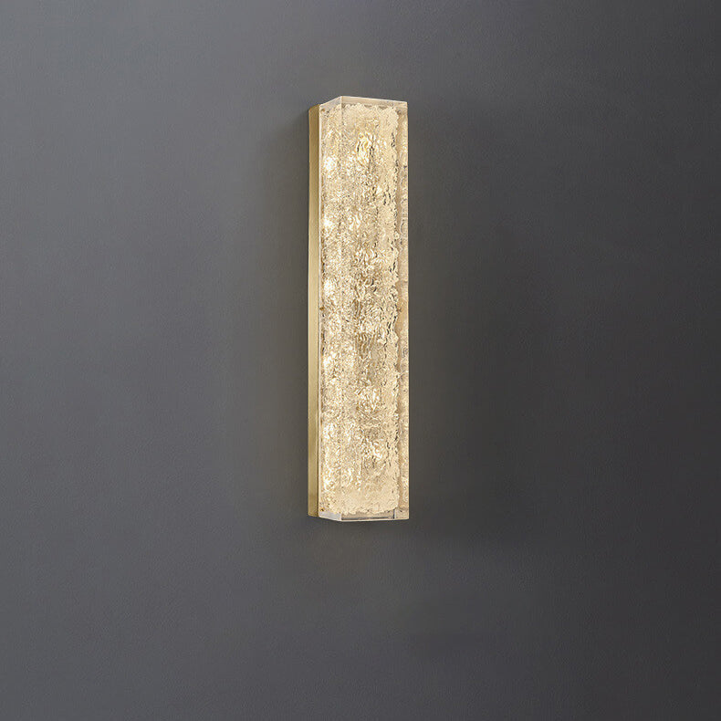 Luxury Brass Clear Resin Rectangular LED Wall Sconce Lamp
