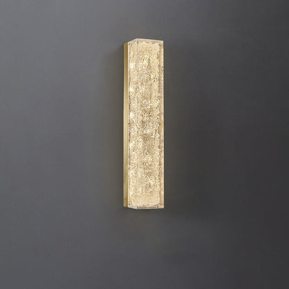 Luxury Brass Clear Resin Rectangular LED Wall Sconce Lamp