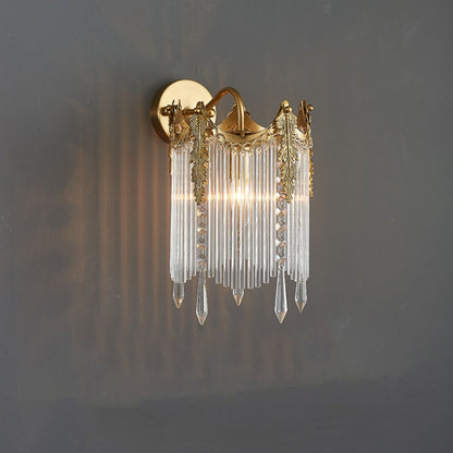 European Iron Glass Polygon Crown 1-Light Wall Sconce Lamp