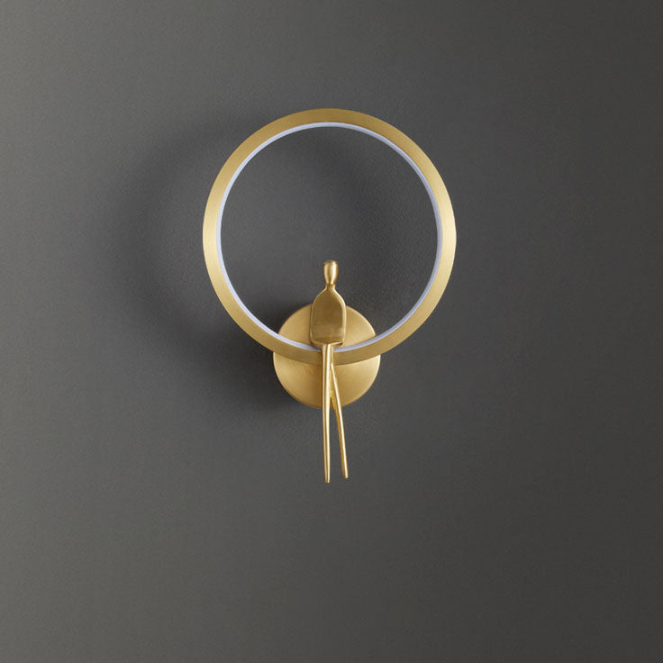 Nordic Minimalist Round Full Copper LED Wall Scone Lamp