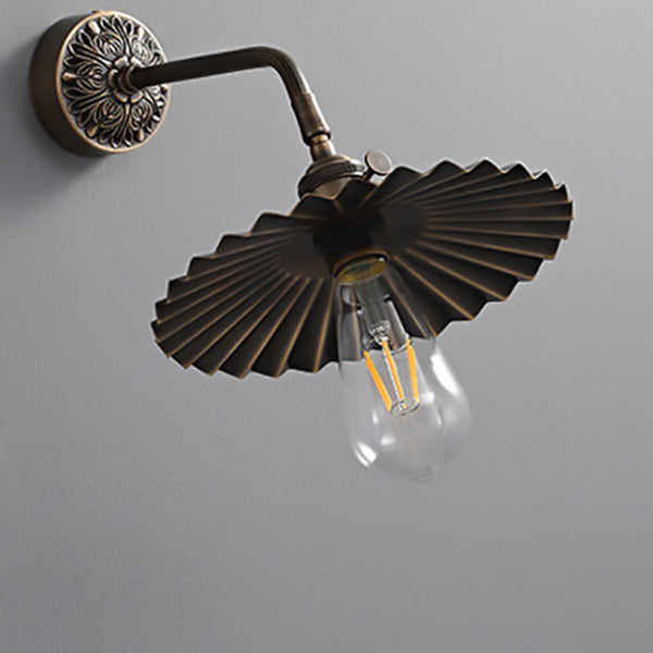 All Copper Round Pleats 1-Light Wall Sconce Lamp