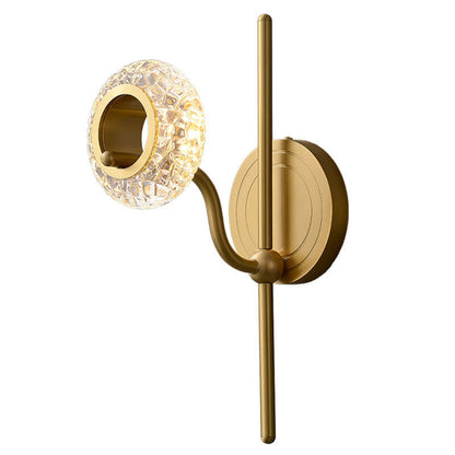 Light Luxury Brass Glass Circle 1/2 Light Wall Sconce Lamp