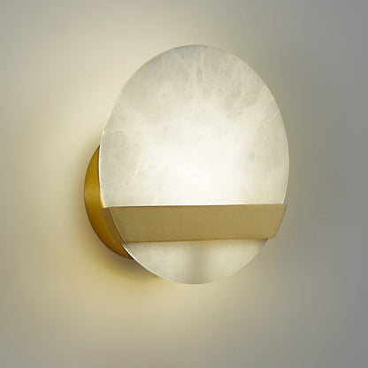 Luxury Copper Marble Round V Letter LED Wall Sconce Lamp