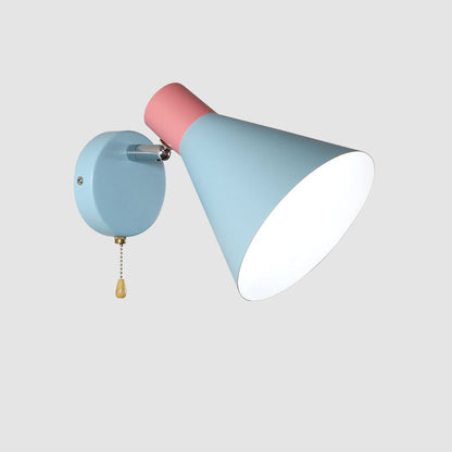 Iron Blue Cone Shade 1-Light Reading Wall Sconce Lamp