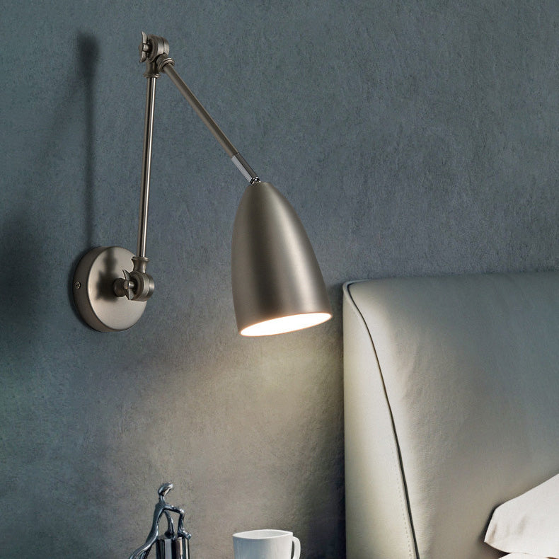 Retractable Swivel Rocker Arm Iron 1-Light Wall Sconce Lamp