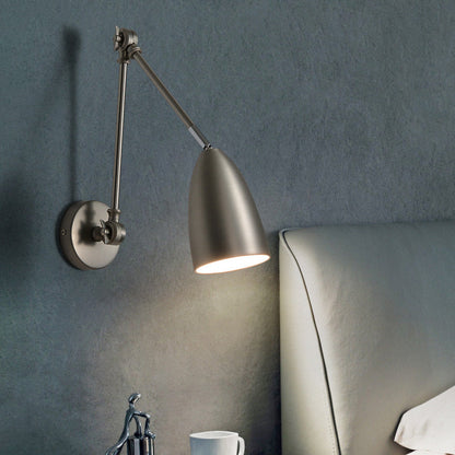 Retractable Swivel Rocker Arm Iron 1-Light Wall Sconce Lamp