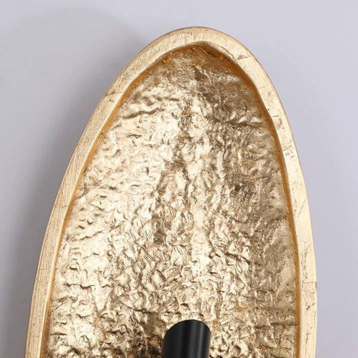 Oval Gold Foil Texture Metal Tube 2-Light Wall Sconce Lamp