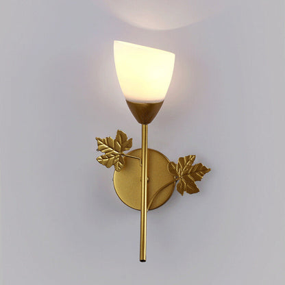 Scandinavian Floral Iron Glass 1/2 Light Wall Sconce Lamp