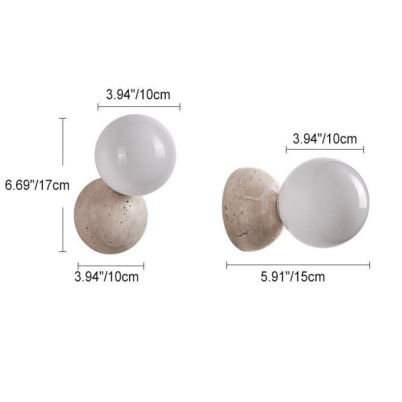 Japanese Round Ball Stone 1-Light Wall Sconce Lamp