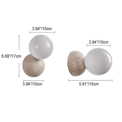 Japanese Round Ball Stone 1-Light Wall Sconce Lamp