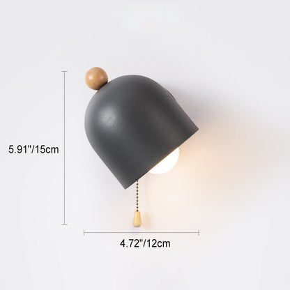 Rubberwood Shade Log Pull Cord 1-Light Wall Sconce Lamp