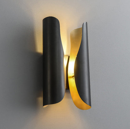 Light Luxury Rolled Edge Brass 2-Light Wall Sconce Lamp