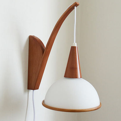 Japanese Fabric Umbrella Shade 1-Light Wall Sconce Lamp