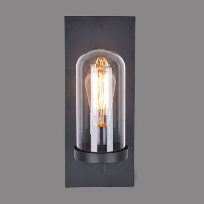 Rectangular Glass Iron Plate 1-Light Wall Sconce Lamp