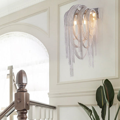 Postmodern Luxury Aluminum Chain Tassel 2-Light Wall Sconce