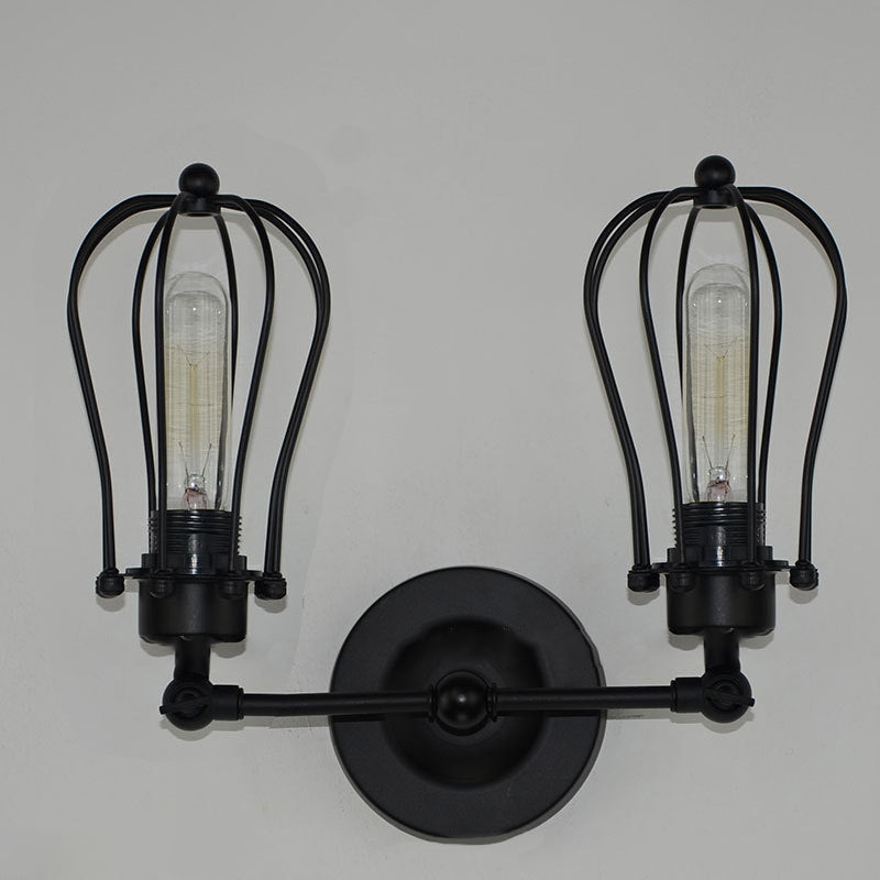 Industrial Iron Frame 1/2-Light Wall Sconce Lamp